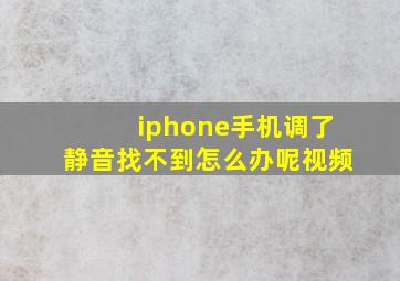 iphone手机调了静音找不到怎么办呢视频