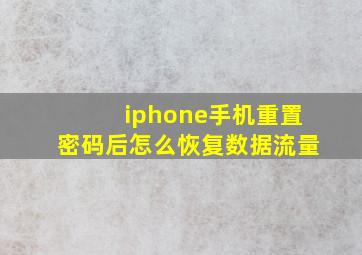 iphone手机重置密码后怎么恢复数据流量