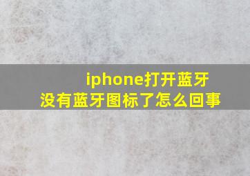 iphone打开蓝牙没有蓝牙图标了怎么回事