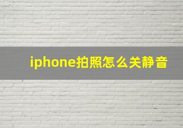 iphone拍照怎么关静音