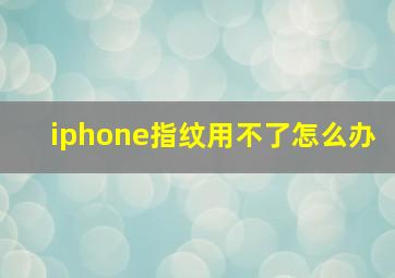 iphone指纹用不了怎么办