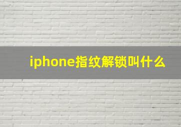 iphone指纹解锁叫什么