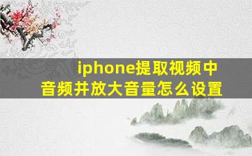 iphone提取视频中音频并放大音量怎么设置