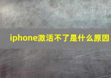 iphone激活不了是什么原因