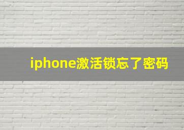 iphone激活锁忘了密码