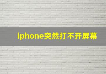 iphone突然打不开屏幕