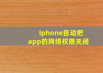 iphone自动把app的网络权限关闭