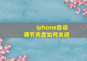 iphone自动调节亮度如何关闭