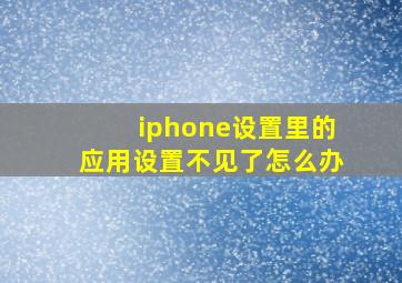 iphone设置里的应用设置不见了怎么办