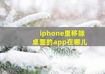 iphone里移除桌面的app在哪儿