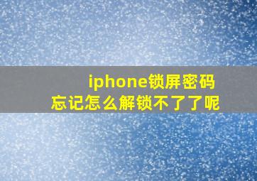 iphone锁屏密码忘记怎么解锁不了了呢