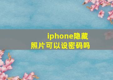 iphone隐藏照片可以设密码吗