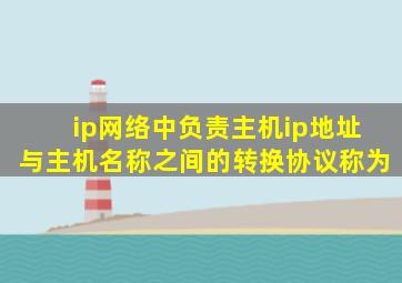 ip网络中负责主机ip地址与主机名称之间的转换协议称为