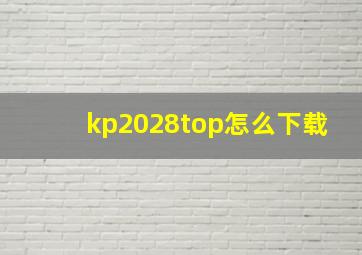 kp2028top怎么下载