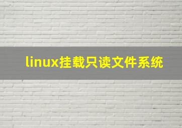 linux挂载只读文件系统