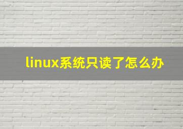 linux系统只读了怎么办