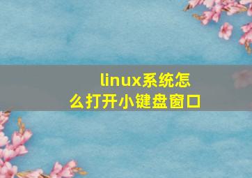 linux系统怎么打开小键盘窗口