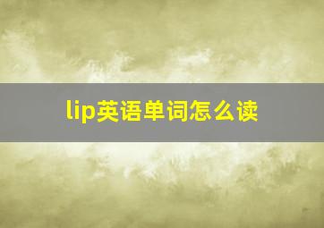 lip英语单词怎么读