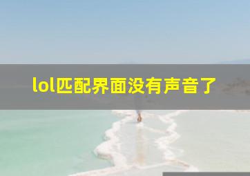 lol匹配界面没有声音了