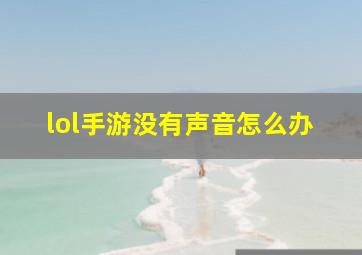 lol手游没有声音怎么办