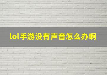 lol手游没有声音怎么办啊