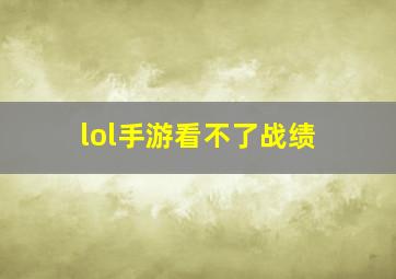 lol手游看不了战绩