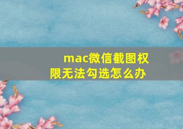 mac微信截图权限无法勾选怎么办