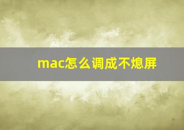 mac怎么调成不熄屏