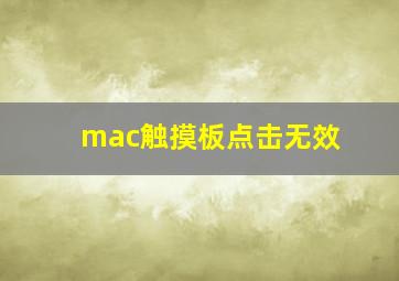 mac触摸板点击无效