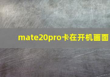 mate20pro卡在开机画面