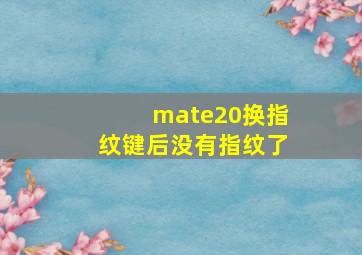 mate20换指纹键后没有指纹了