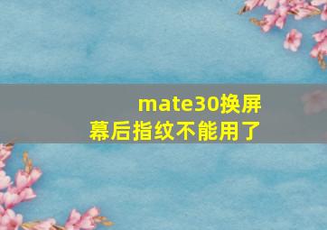 mate30换屏幕后指纹不能用了