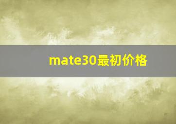 mate30最初价格