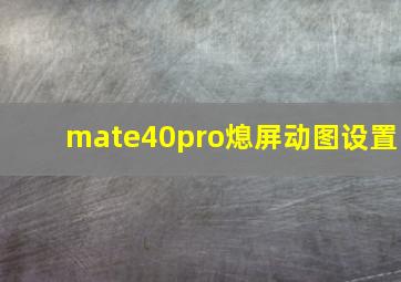 mate40pro熄屏动图设置