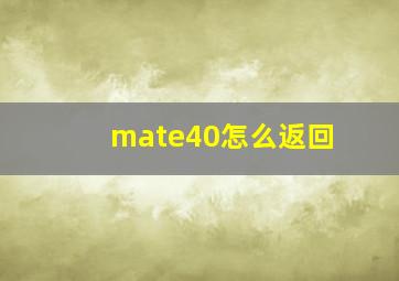 mate40怎么返回