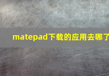 matepad下载的应用去哪了