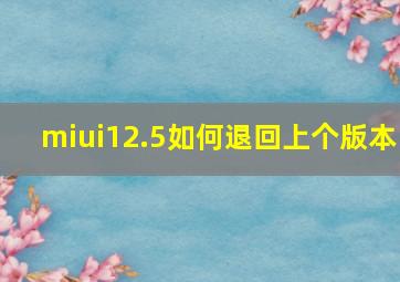 miui12.5如何退回上个版本