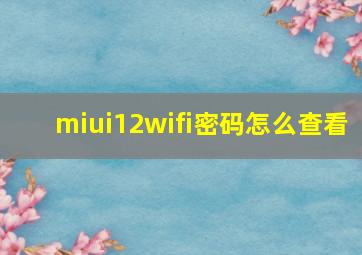 miui12wifi密码怎么查看