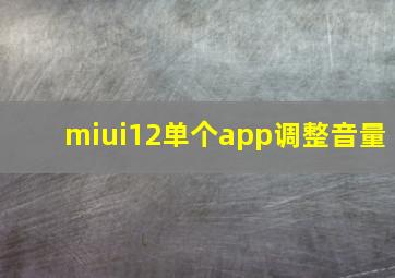 miui12单个app调整音量