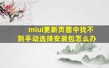 miui更新页面中找不到手动选择安装包怎么办