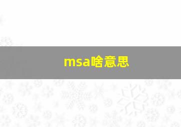 msa啥意思