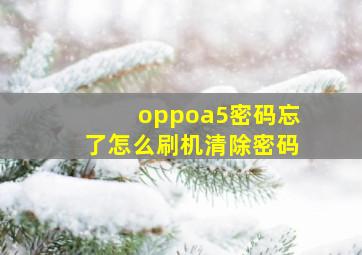 oppoa5密码忘了怎么刷机清除密码