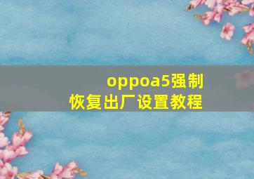 oppoa5强制恢复出厂设置教程