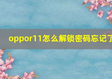 oppor11怎么解锁密码忘记了