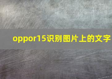 oppor15识别图片上的文字