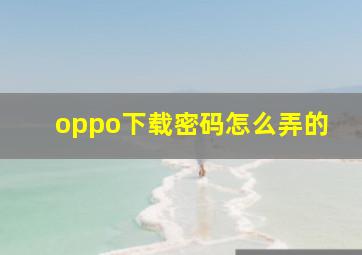 oppo下载密码怎么弄的