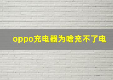 oppo充电器为啥充不了电