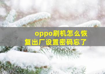 oppo刷机怎么恢复出厂设置密码忘了