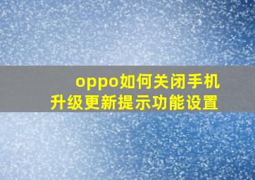 oppo如何关闭手机升级更新提示功能设置