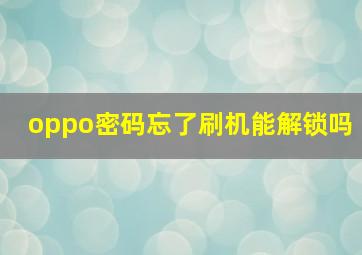 oppo密码忘了刷机能解锁吗